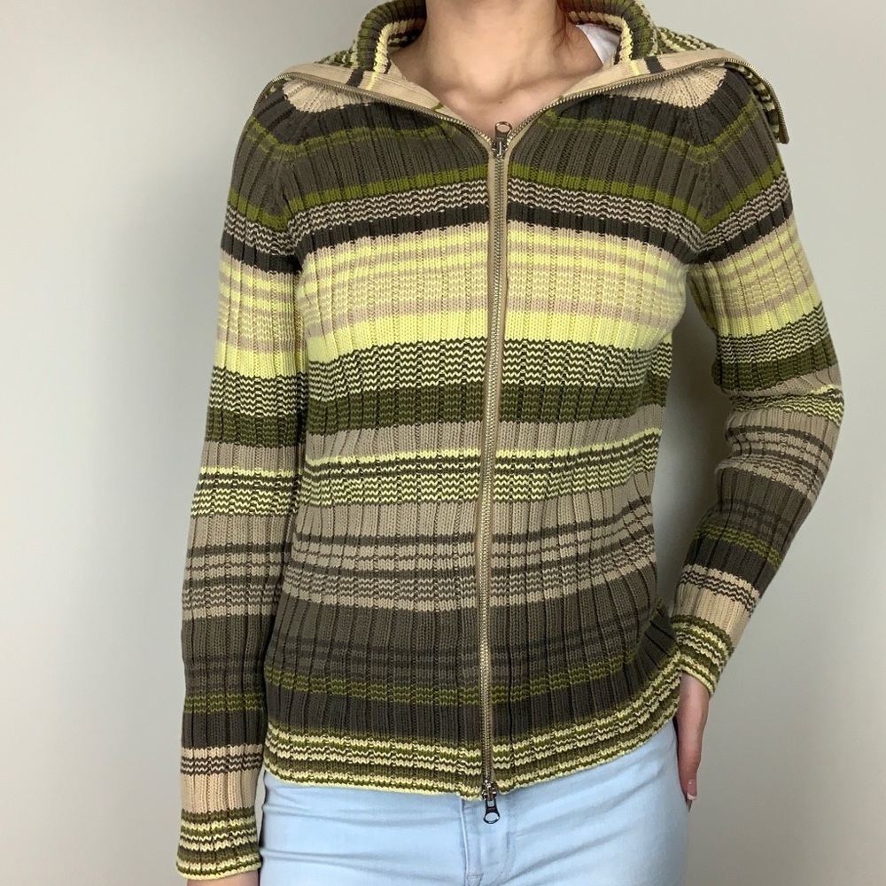 J. Crew Striped Zip-Up Sweater